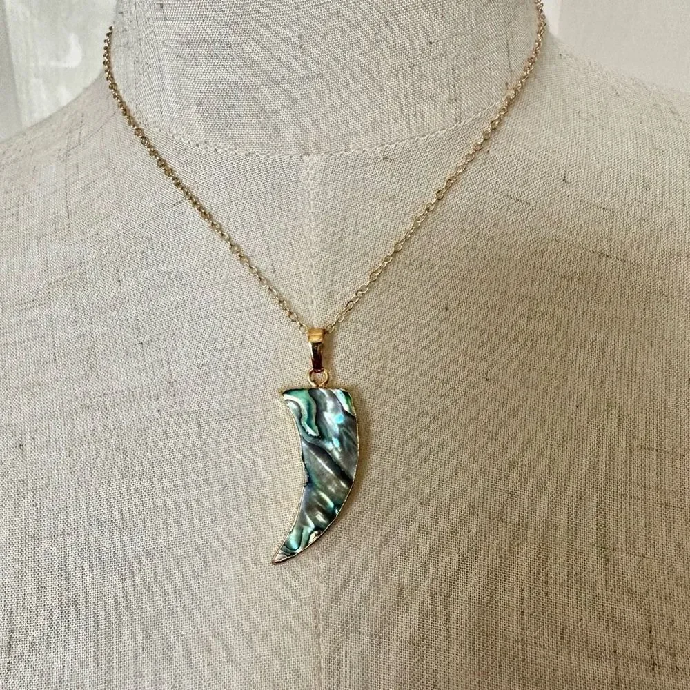 Abalone tusk pendant necklace